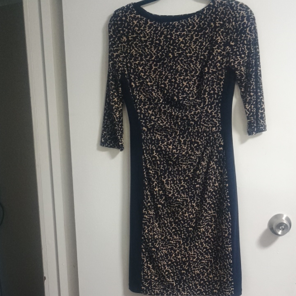 Vintage Ralph Lauren Navy and Cream Long Sleeve Pencil Dress